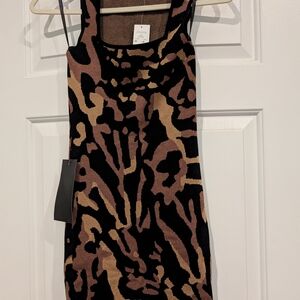 bebe Black and Brown Patterned Dress